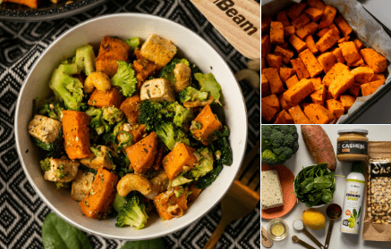 Rețetă fitness: Salată de cartofi dulci cu tofu și dressing din caju